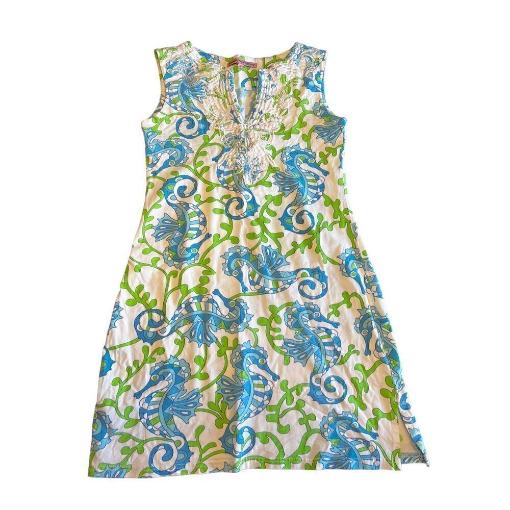 Barbara Gerwit vintage seahorse preppy country club coastal mini dress Small